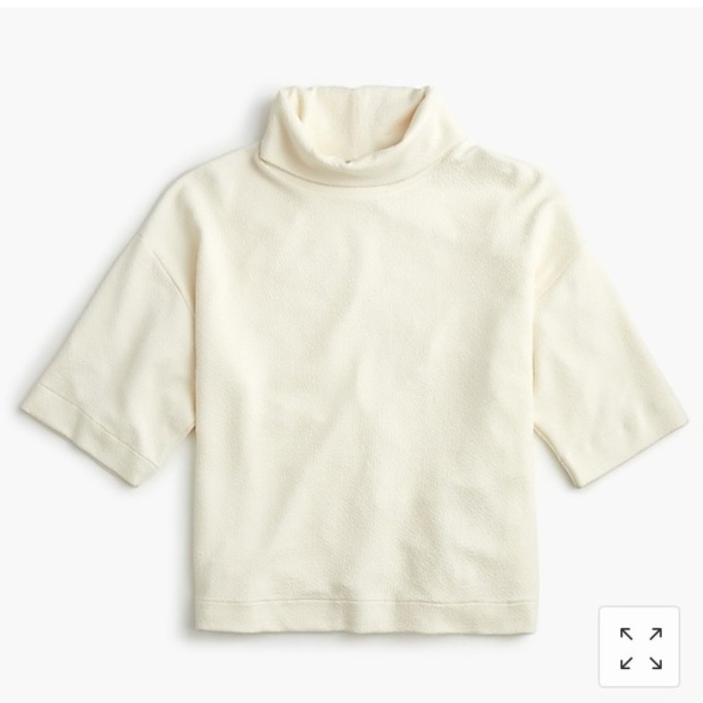 J.CREW 365 Crepe Sweater Top Textured Turtleneck Drop Shoulder (winter white)